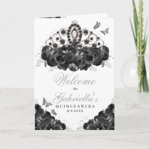 Black & Silver Floral Tiara Quinceanera Program