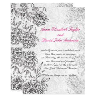 Pink Black And Silver Wedding Invitations 9