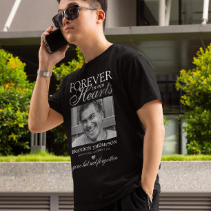 Black Silver Funeral Photo Memorial T-Shirt
