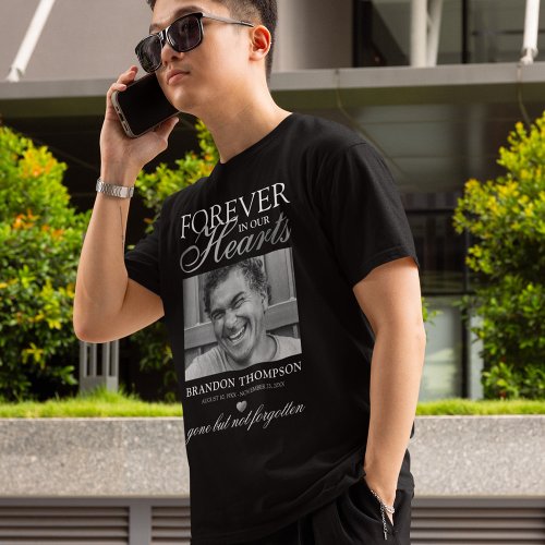 Black Silver Funeral Photo Memorial T_Shirt