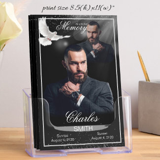 Black Silver Funeral Program Black Silver Obituary Brochure