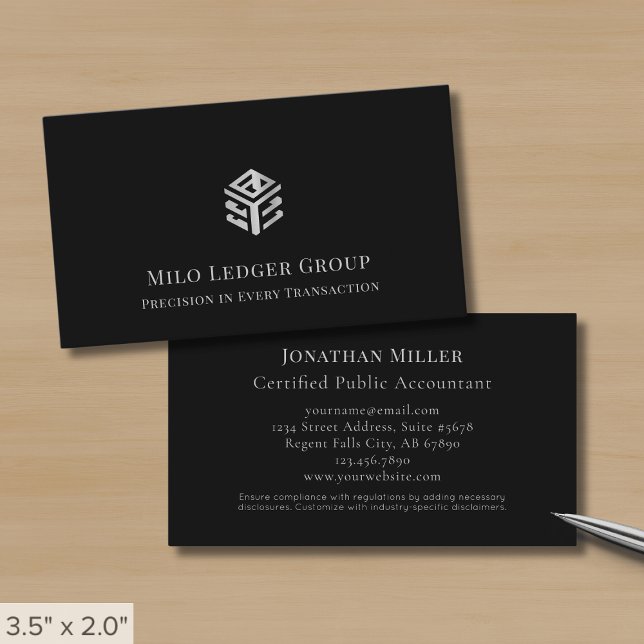 Black Silver Geometric Logo Business Card (Creator Uploaded)
