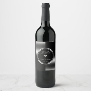 Black & Silver Geometric Shapes Wine Label