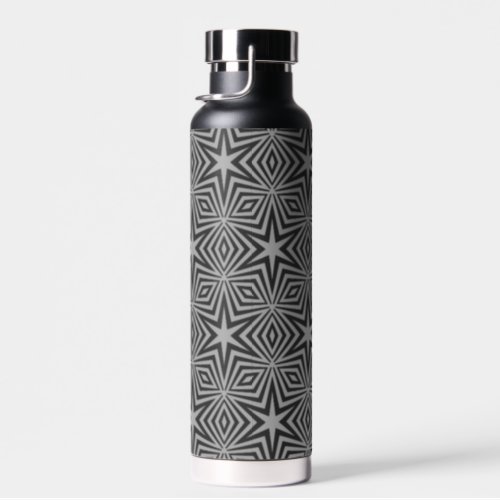 Black  Silver Geometric Star Pattern Water Bottle
