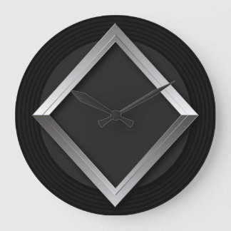 Black & Silver Geometric Triangle Metallic Clock