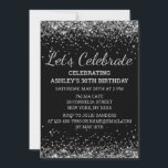 Black Silver Glitter 30th Birthday Let's Celebrate Invitation<br><div class="desc">Black Silver Gray Glitter Invite,  30th Birthday Party invitation Thirty,  Let's celebrate digital Any Age,  Instant download Forty Fifty Sixty,  Personalized 21st 40th 50th 60th,  Elegant Milestone template Sweet 16,  Custom 18th Glam Golden Confetti,  Adult Calligraphy Modern Stylish script,  Chic trendy simple for her,  Grey 16th quinceanera 15th celebration</div>