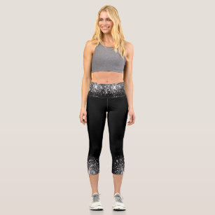 Beyond Yoga Shimmer Capri Leggings - Black/silver Foil