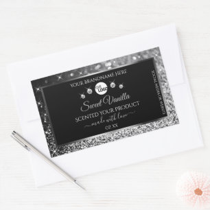 Black Silver Glitter Diamonds Product Labels Logo