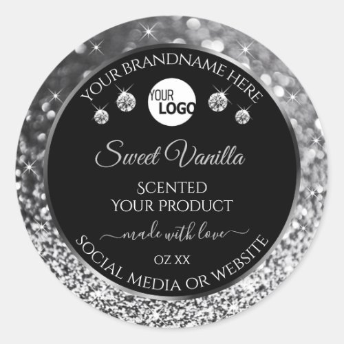 Black Silver Glitter Diamonds Product Labels Logo
