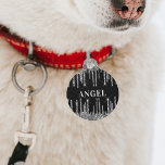 Black silver glitter drips monogram name girl dog pet ID tag<br><div class="desc">A classic black background decorated with faux silver glitter drips,  paint dripping look. Personalize and add a name. Add your phone number on the back. White colored letters.</div>