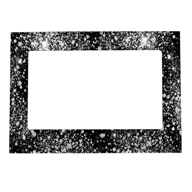 Black silver glitter dust glam magnetic frame (Front)
