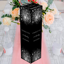 Black silver glitter elegant birthday wine box