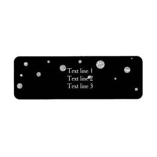 Black & Silver Glitter Elegant Wedding Party Label