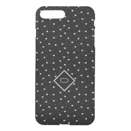 Black  Silver Glitter Hearts Modern Pattern iPhone 8 Plus7 Plus Case