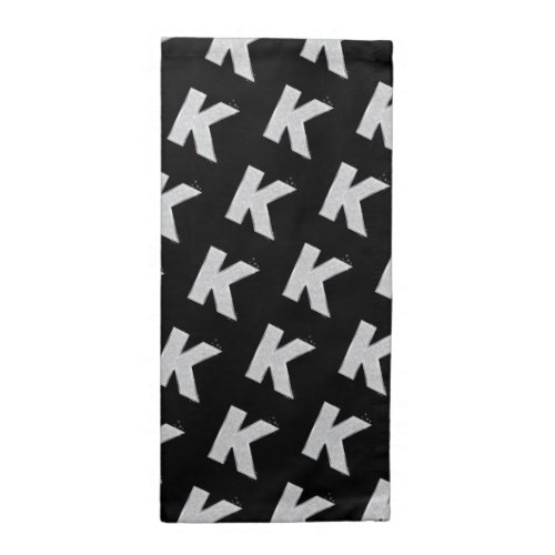 Black Silver Glitter letter K Cloth Napkin