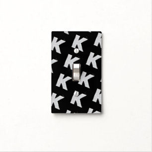 Black Silver Glitter letter K Light Switch Cover