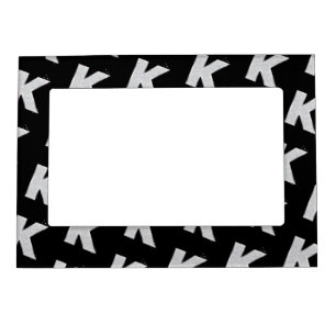 Black Silver Glitter letter K Magnetic Frame