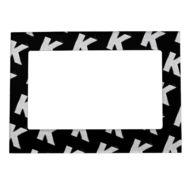 Black Silver Glitter letter K Magnetic Frame (Front)