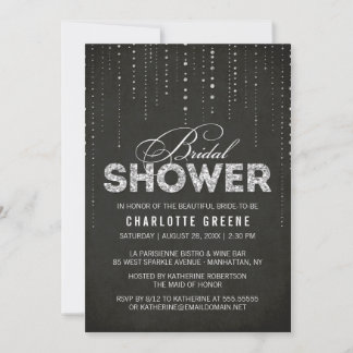 Black & Silver Glitter Look Bridal Shower Invitation