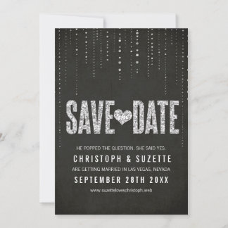 Black & Silver Glitter Look Save The Date