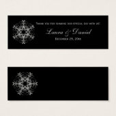 Black, Silver Glitter LOOK Snowflakes Favor Tag (Front & Back)