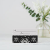 Black, Silver Glitter LOOK Snowflakes Placecards (Standing Front)