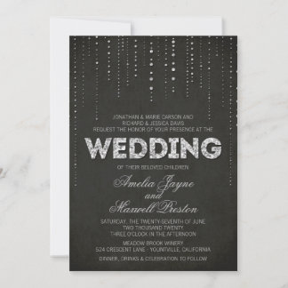 Black & Silver Glitter Look Wedding Invitation