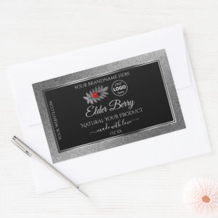 Black Silver Glitter Product Labels Ladybug Logo