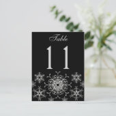 Black Silver Glitter Snowflakes Table Number Card (Standing Front)