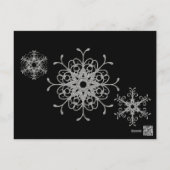 Black Silver Glitter Snowflakes Table Number Card (Back)
