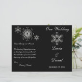 Black, Silver Glitter Snowflakes Wedding Program (Standing Front)
