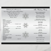 Black, Silver Glitter Snowflakes Wedding Program (Back)