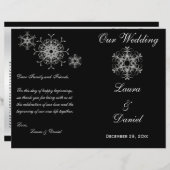 Black, Silver Glitter Snowflakes Wedding Program (Front/Back)