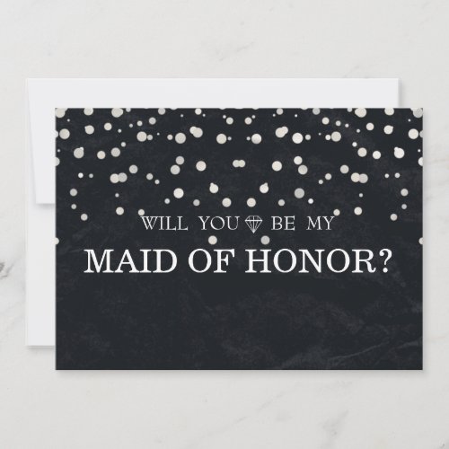 Black Silver Glitter Will You Be My MAID OF HONOR Invitation