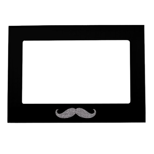 Black Silver Glitz Mustache Magnetic Frame