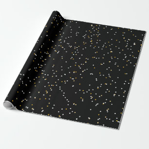 Black silver gold dots festive fun holiday wrapping paper