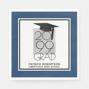 Black & Silver GRAD   Changeable Blue   Graduation Napkins