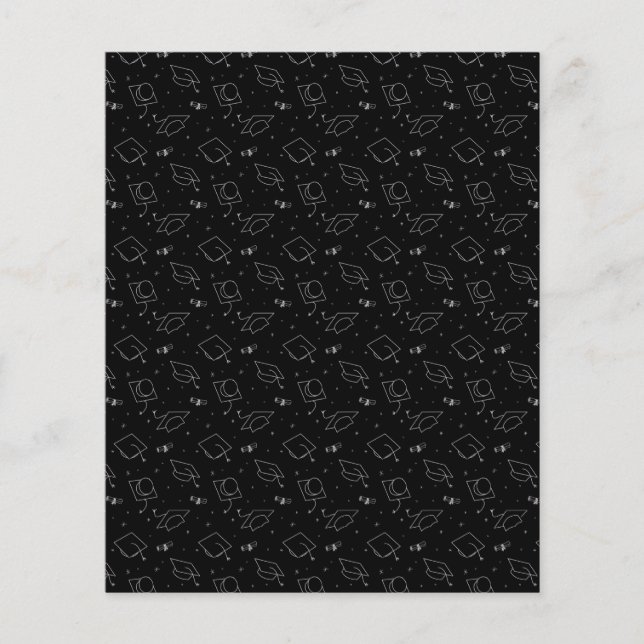 Black & Silver Graduation Cap Toss Scrapbook Paper (Front)
