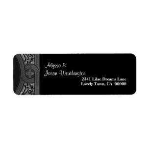 Black Silver Gray Art Deco Trim Label