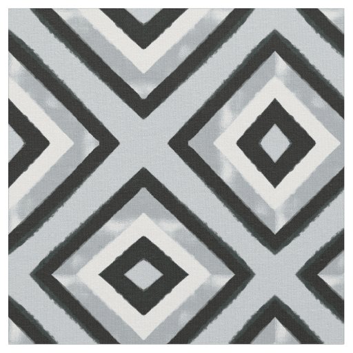 Black Silver Gray Brush Strokes Triangles Fabric