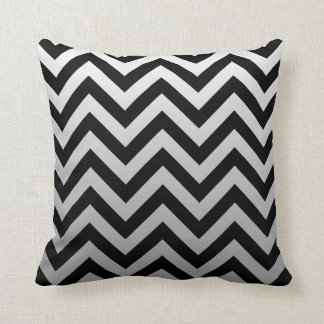 Black Silver Gray Chevron Ombre Pillow