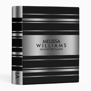 Black & Silver Gray Modern Stripes Design Mini Binder