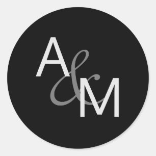 Black Silver Gray Monogram Envelope Seals