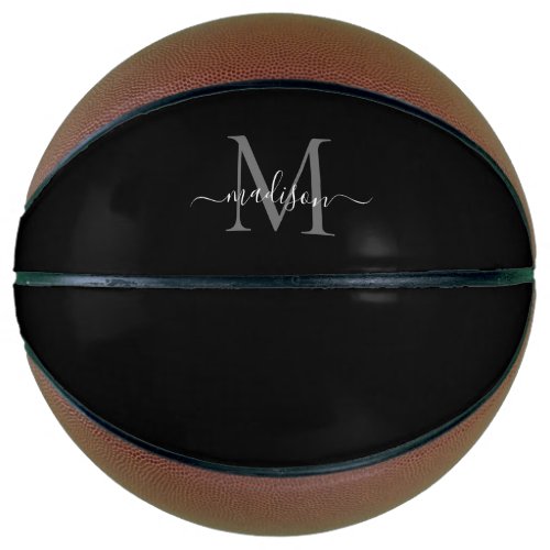 Black Silver Gray Monogram Feminine Girly Script Basketball