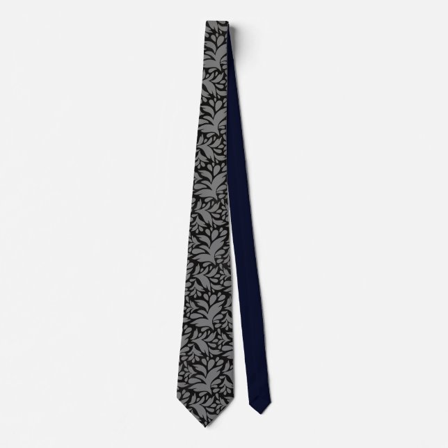 Black & Silver Gray Pattern Neck Tie (Front)