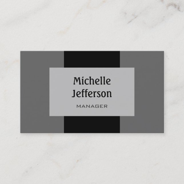 Black Silver Gray Stripes Pattern Business Card (Front)