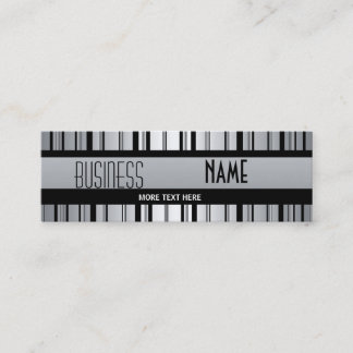 Black Silver Grey Metal look Stripe Mini Business Card