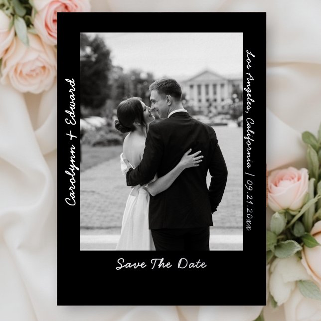 Black Silver Handwritten Wedding Save the Date  Foil Invitation (Creator Uploaded)