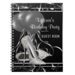 Black Silver High Heel Shoe Party Guest Book at Zazzle