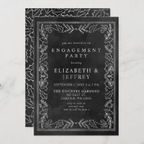 Black Silver Holly Christmas Engagement Party  Invitation